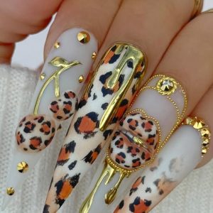 Leopard Drip Nails